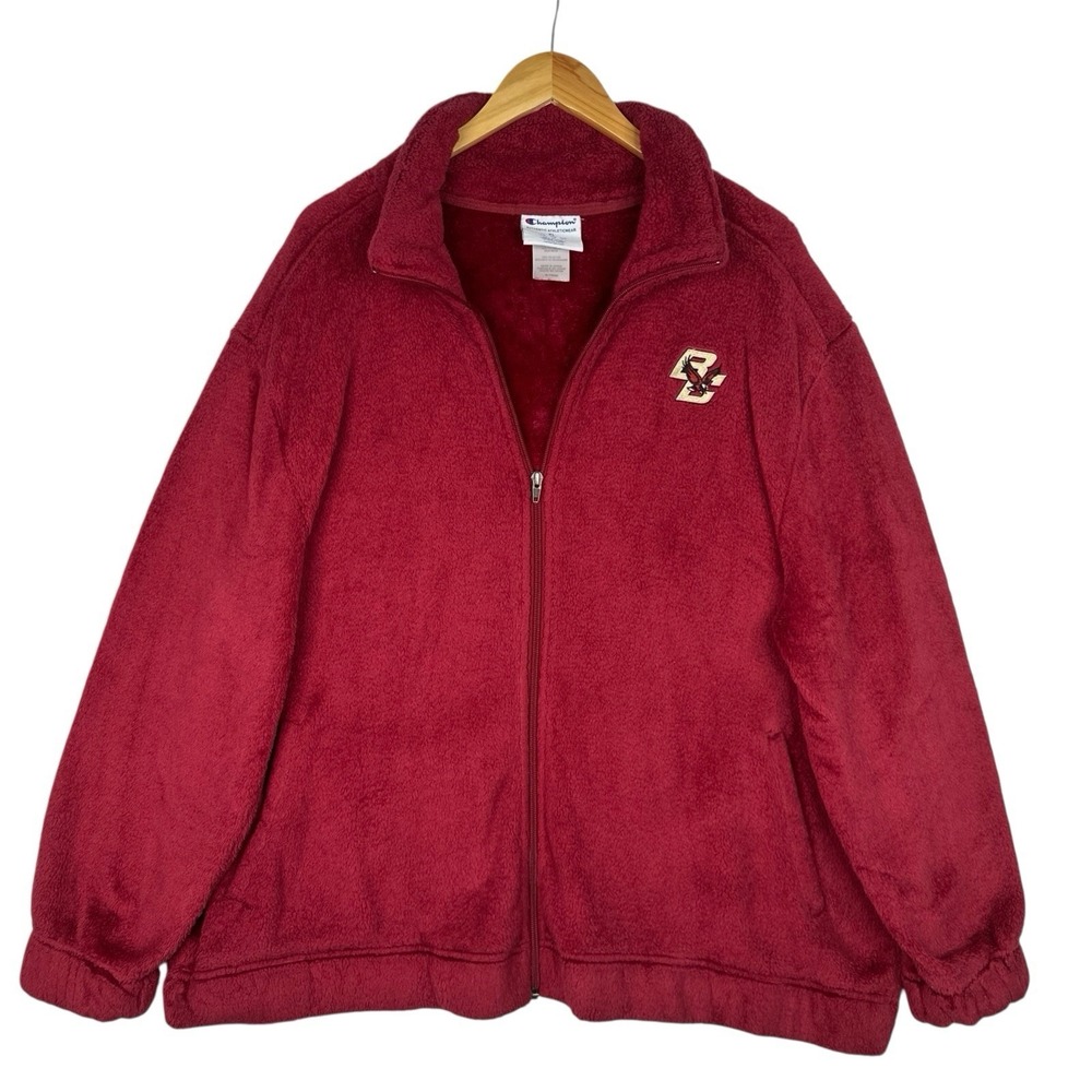 Champion Boston‎ College Eagles Sherpa Fleece Jacket Red Full Zip NCAA